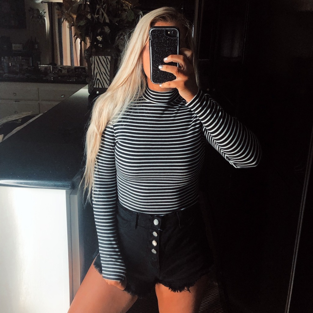 Black and white high neck bodysuit